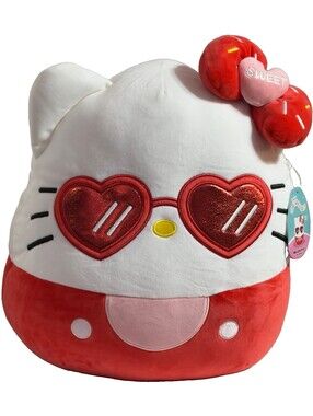 NWT Squishmallows Hello Kitty w/ Red Heart Sunglasses 16” Plush Toy 2023 Sweet